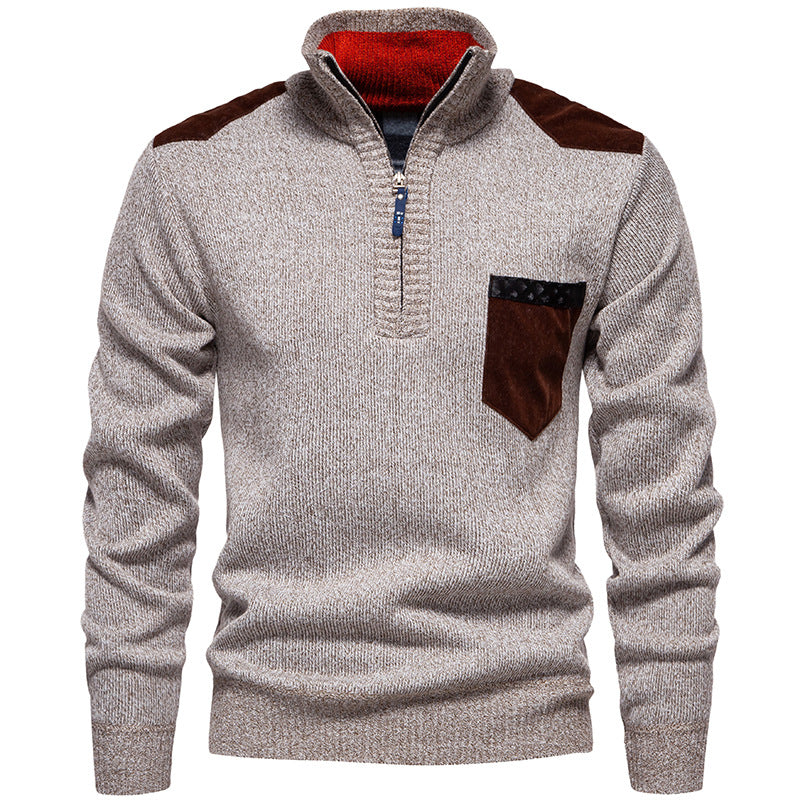 Herren Pullover Stehkragen Modern mit Taschen