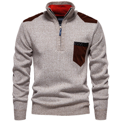 Herren Pullover Stehkragen Modern mit Taschen