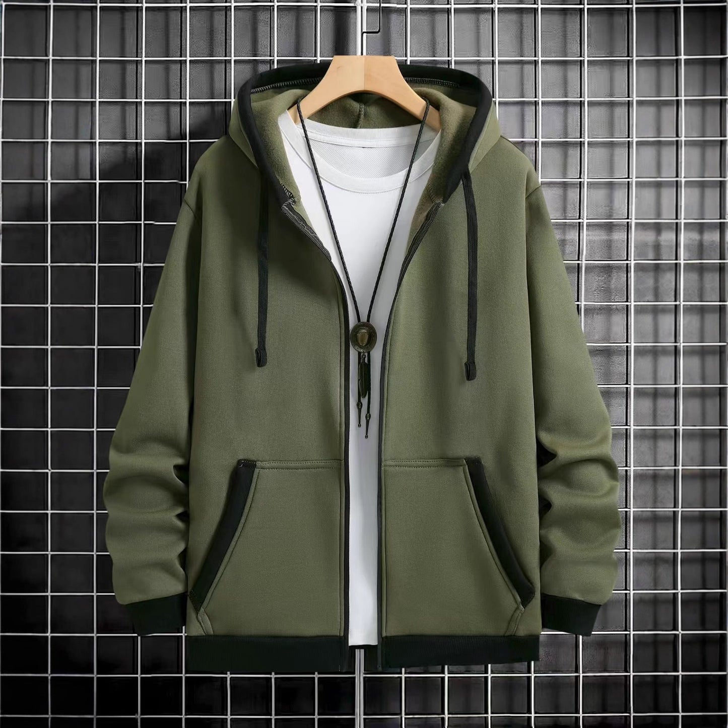 Herren Kapuzenpullover Reißverschluss mit Taschen Sportlich