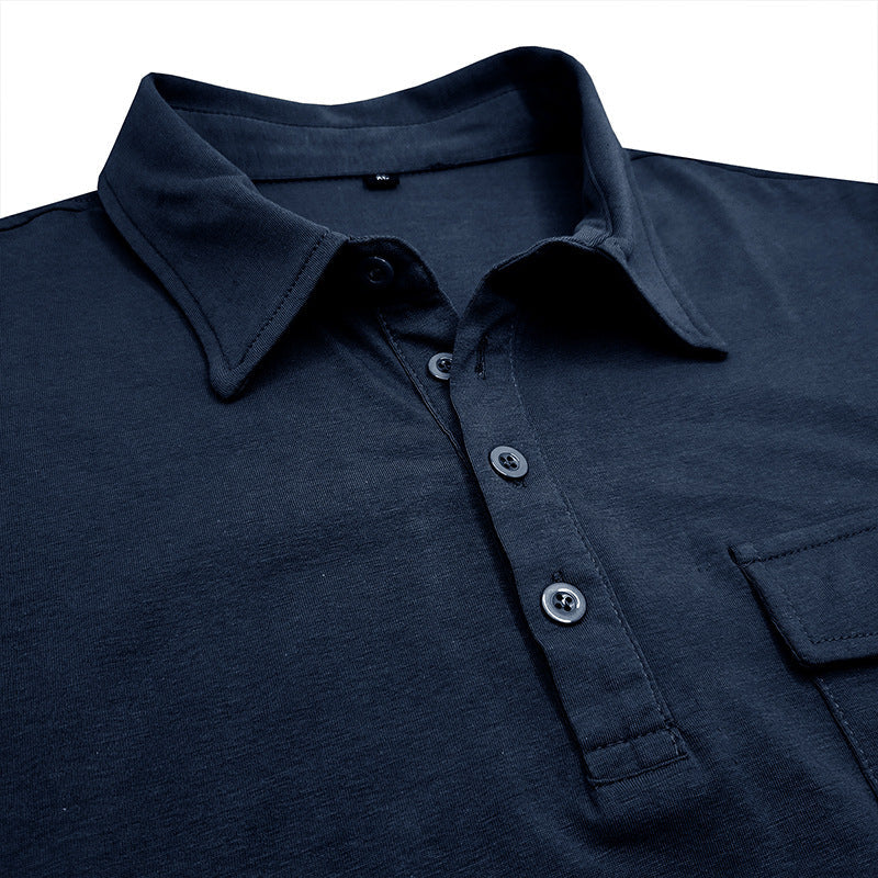 Herren Poloshirt Modern Stehkragen mit Brusttasche