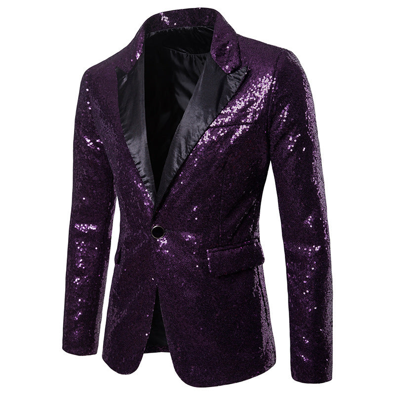 Herren Blazer Glitzernd Elegant Schwarzer Abendanzug