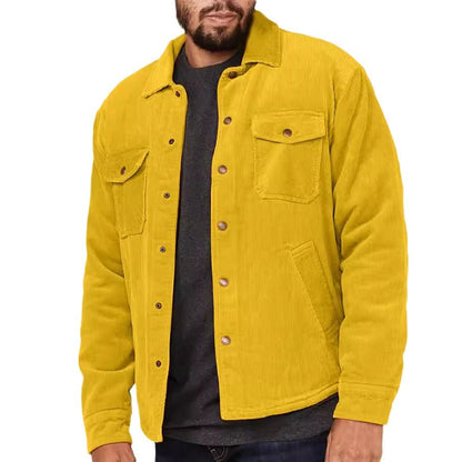 Herren Cordjacke Knopfdetails Modern Lederoptik