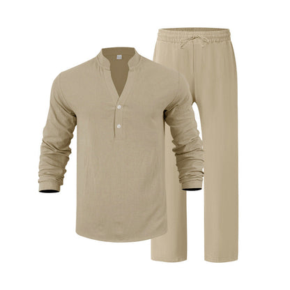 Herren Freizeit Set Langarm Hemd & Hose Bequem