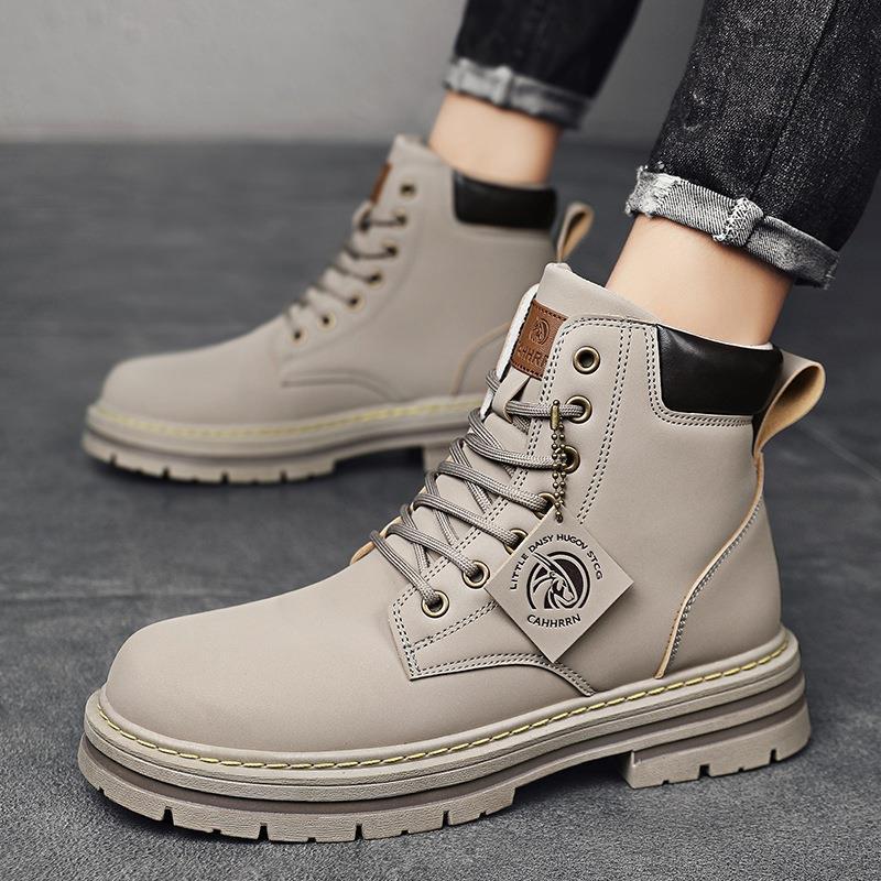 Damen Lederstiefeletten Robust Schnürsenkel Schuhe