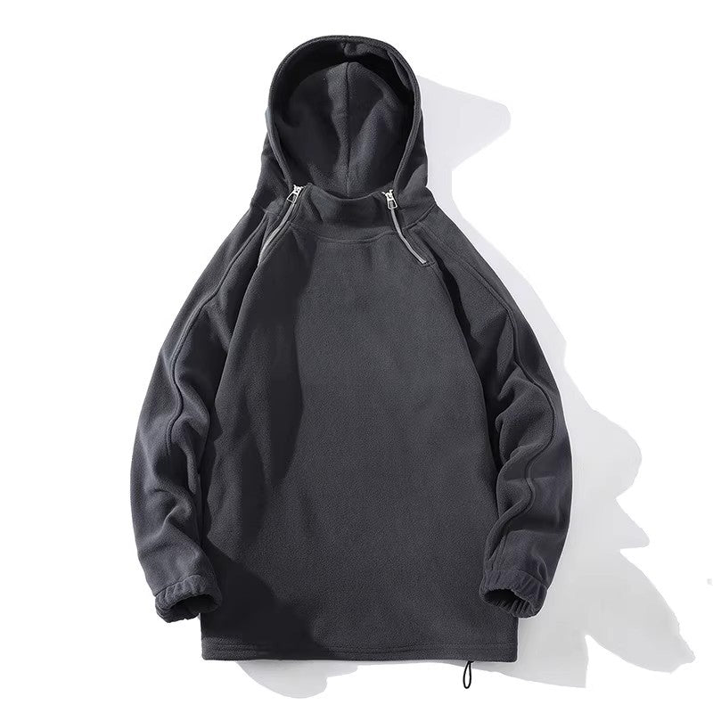 Herren Fleece Hoodie Reißverschluss Hoher Kragen Warm