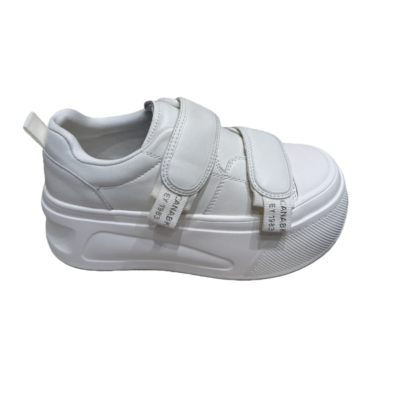 Damen Sneaker Plateau High Heel Klettverschluss Modern