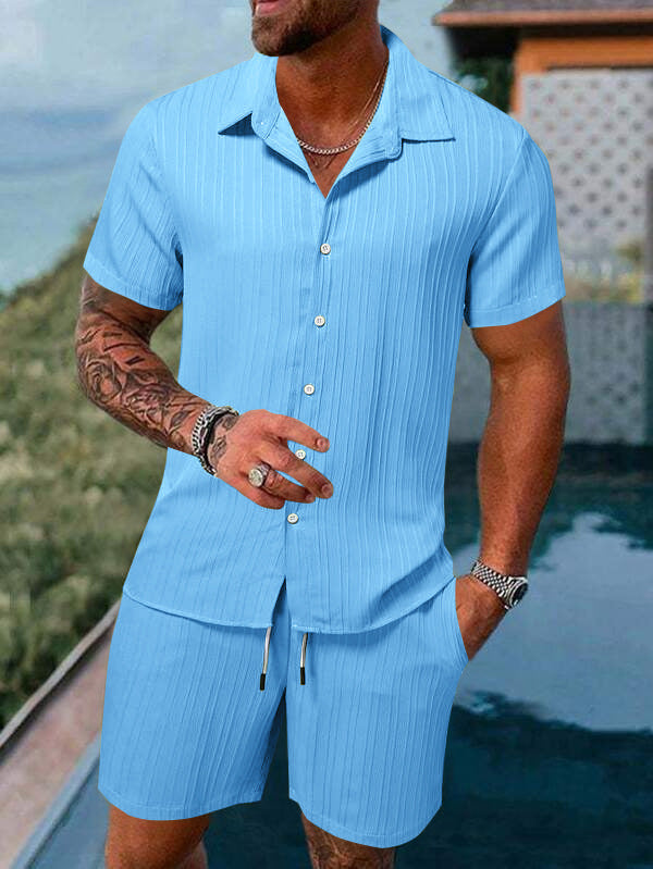 Herren Kurzarm Set Sportlich Modern Struktur