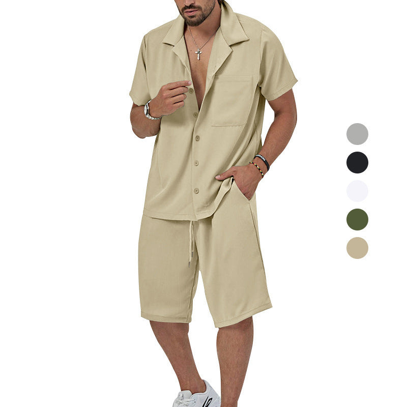 Herren Freizeit-Set Kurzarmhemd lässige Shorts Sommerlich