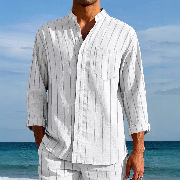 Herren Langarmhemd Modern mit Streifenmuster Elegante Optik - BerlinGlamour