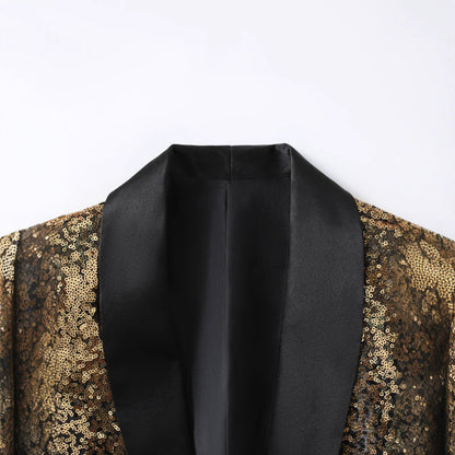 Herren Pailletten Sakko Glitzernd Elegant