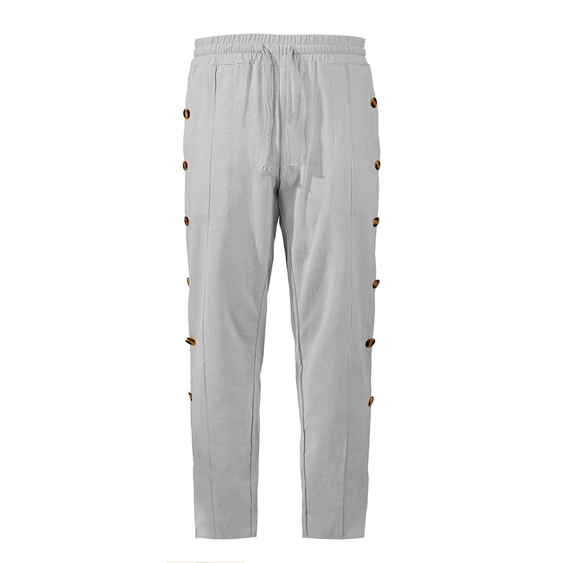 Herren Designerhose Slim Fit mit Knopfleiste und verstellbarem Bund