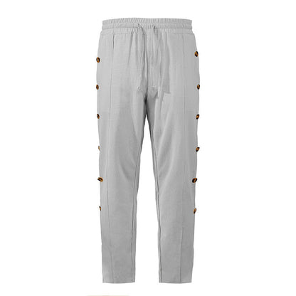 Herren Designerhose Slim Fit mit Knopfleiste und verstellbarem Bund