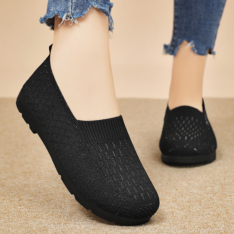 Damen Schuhe Slip-On atmungsaktiv Strickdesign Elegant