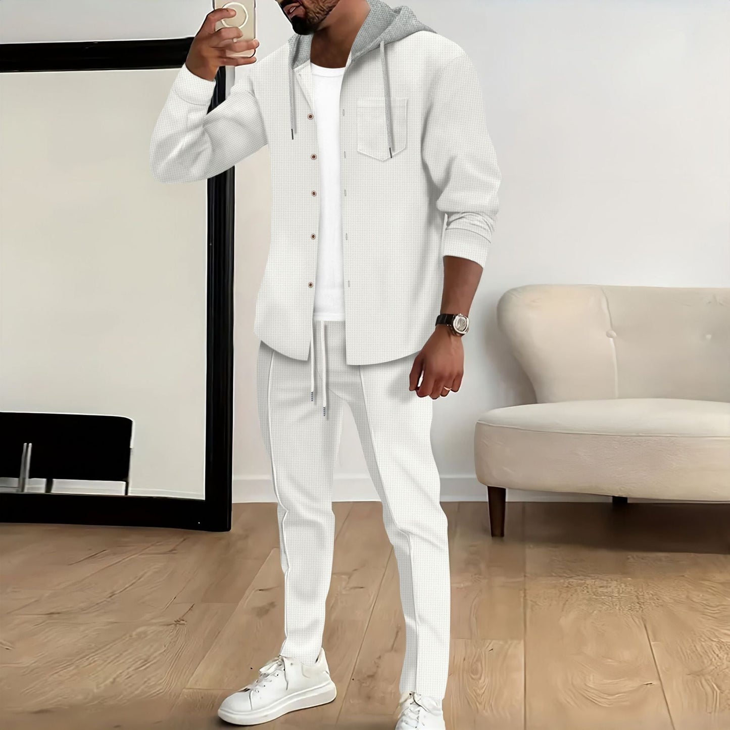 Herren Freizeitanzug Kapuze Taschen Modern Sportlich