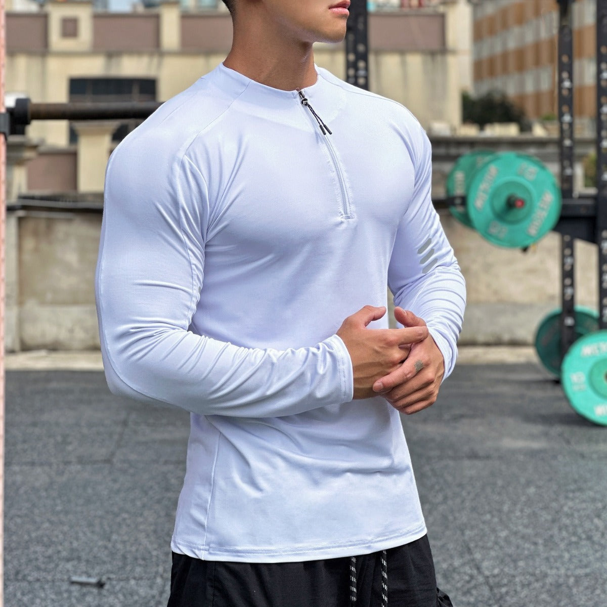 Herren Langarmshirt Funktionsshirt Mit Reißverschluss Hochwertig
