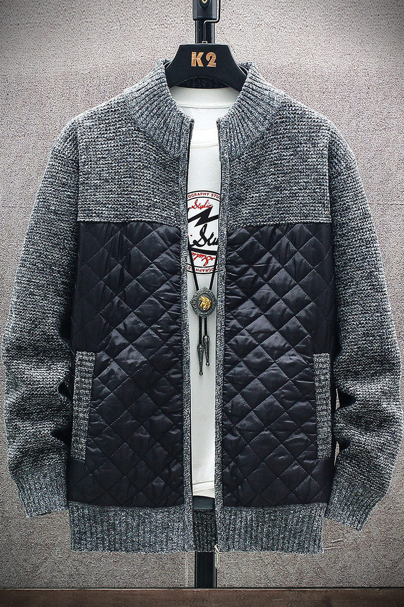 Herren Steppjacke Strickdetails Hochkragen Winter
