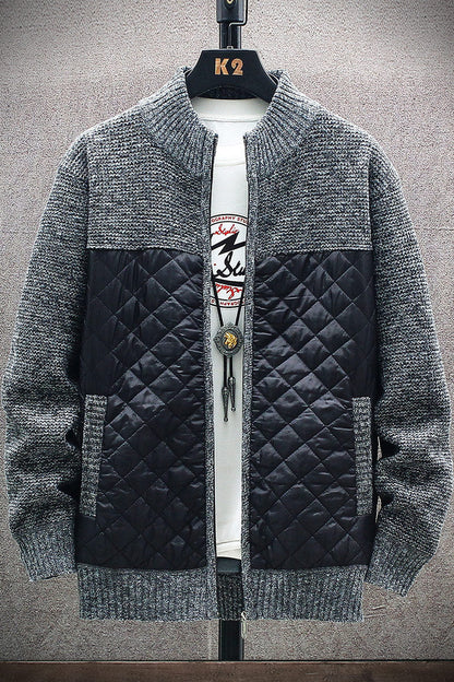 Herren Steppjacke Strickdetails Hochkragen Winter