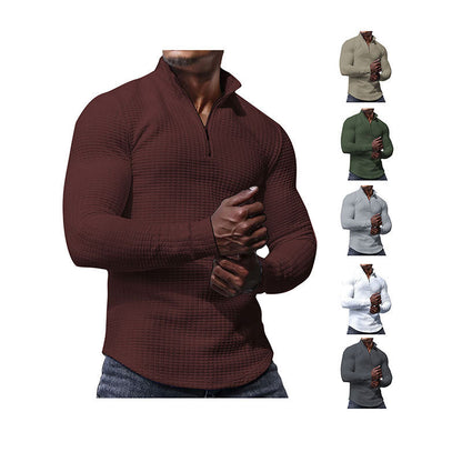 Herren Laufoberteil Stehkragen Funktionsshirt Sportlich