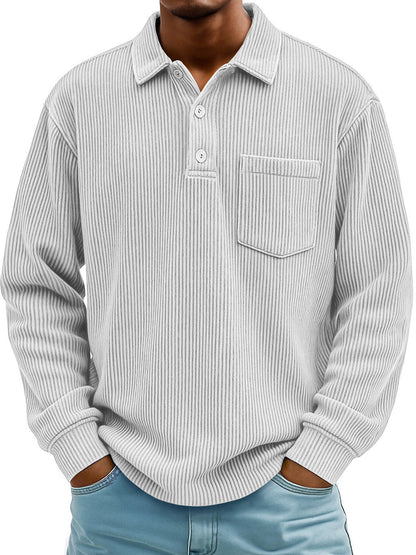 Herren Poloshirt Lässig Longsleeve Strukturiert Modern