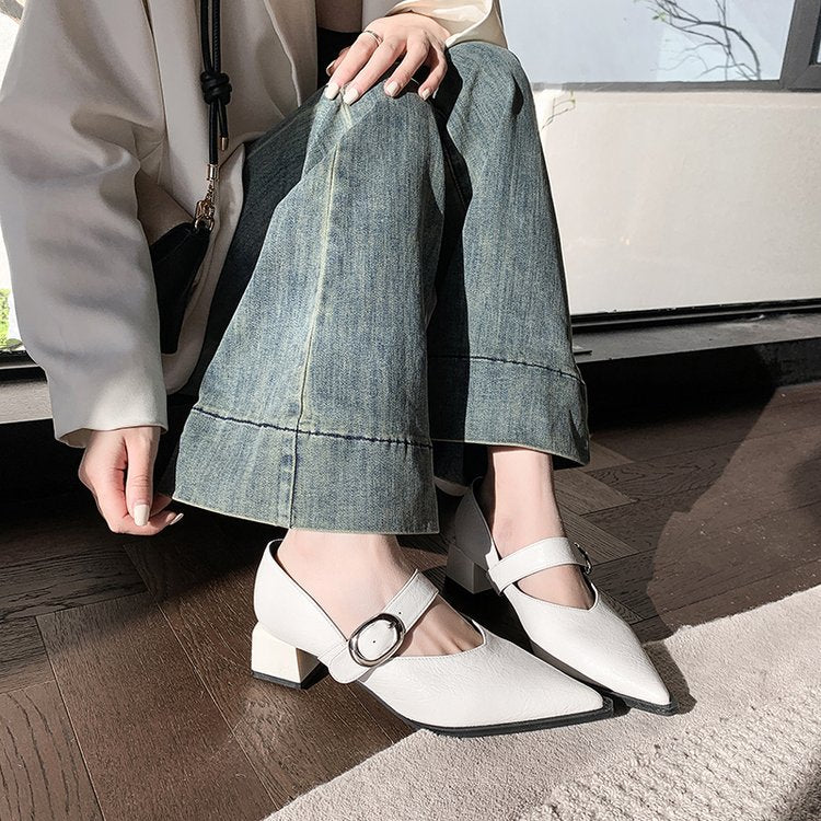 Damen Schuhe Mary Jane Blockabsatz Moderne Riemen Schuhe