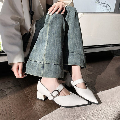 Damen Schuhe Mary Jane Blockabsatz Moderne Riemen Schuhe