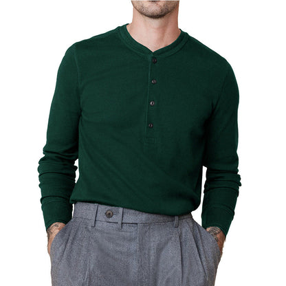 Herren Langarmshirt Weich Modern Knopfleiste
