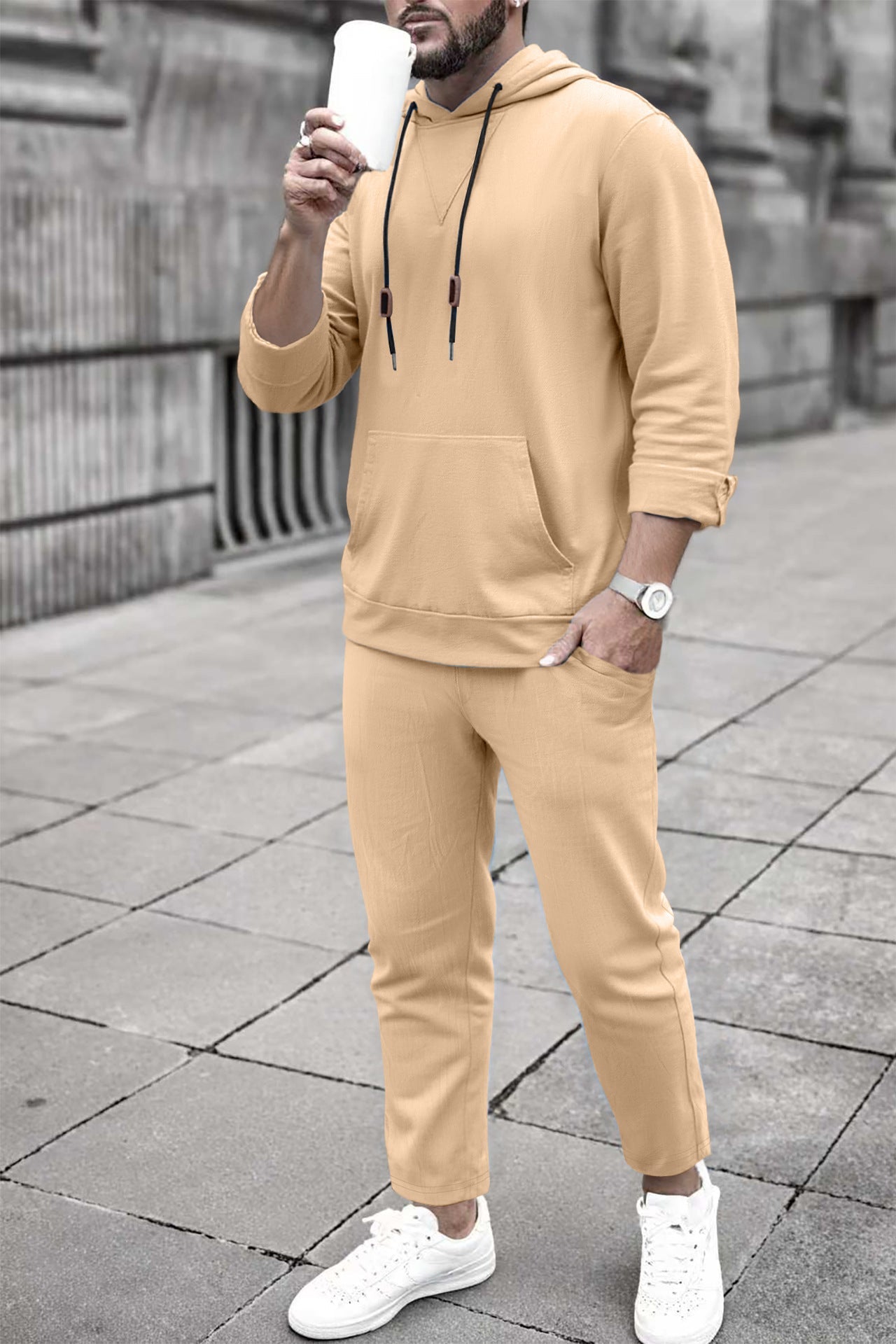 Bequemes Herren Sportset Hoodie Jogginghose Set Sportlich