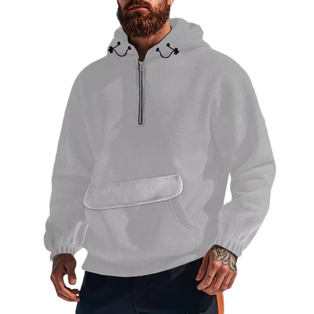Herren Fleece Pullover Kapuzen Sweatshirt Mit Reißverschluss