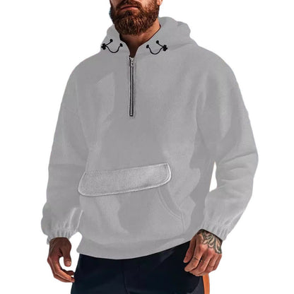 Herren Fleece Pullover Kapuzen Sweatshirt Mit Reißverschluss