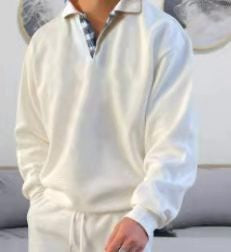 Herren Polohemd Langarm Elegant V-Ausschnitt Modern