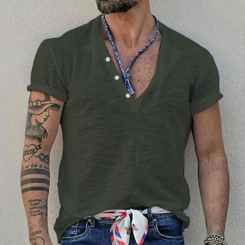 Herren Henley-Shirt Kurzarm atmungsaktiv Modern