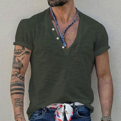 Herren Henley-Shirt Kurzarm atmungsaktiv Modern