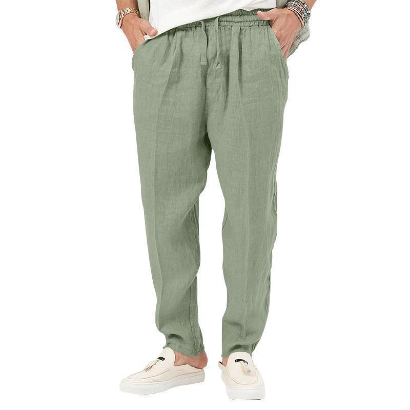 Herren Leinenhose Bequem Elastischer Bund Sommer
