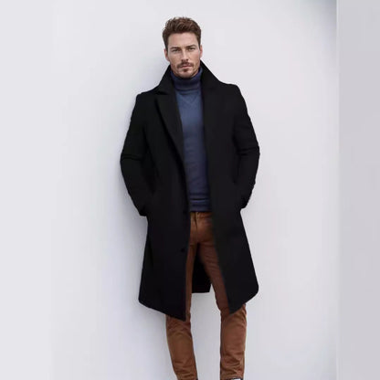 Eleganter Herren Langmantel mit Struktur und Taschen