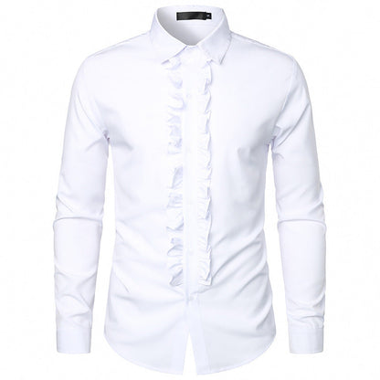 Elegantes Herren Langarmhemd mit Rüschen Modern Style