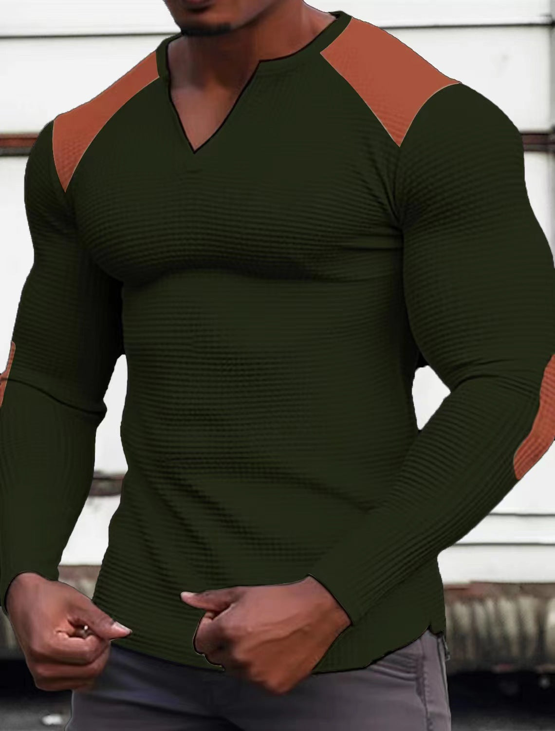 Herren Langarmshirt Strukturiert Kontrastdetails Modern