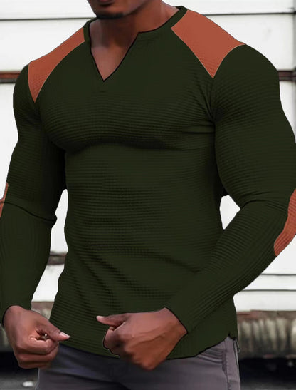 Herren Langarmshirt Strukturiert Kontrastdetails Modern