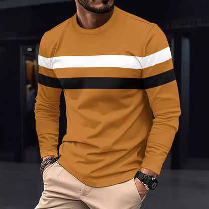 Herren Langarmshirt Sportlich Streifen Modern