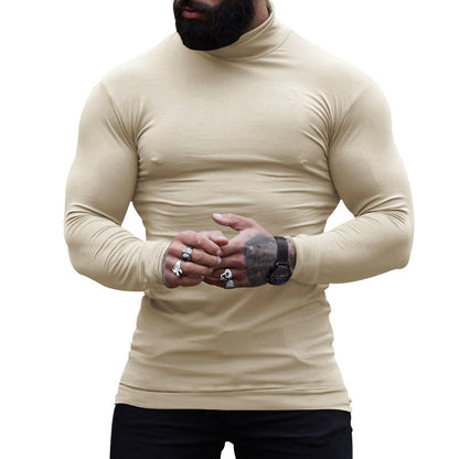 Herren T-Shirt Langarm Stehkragen Slim Fit Modern