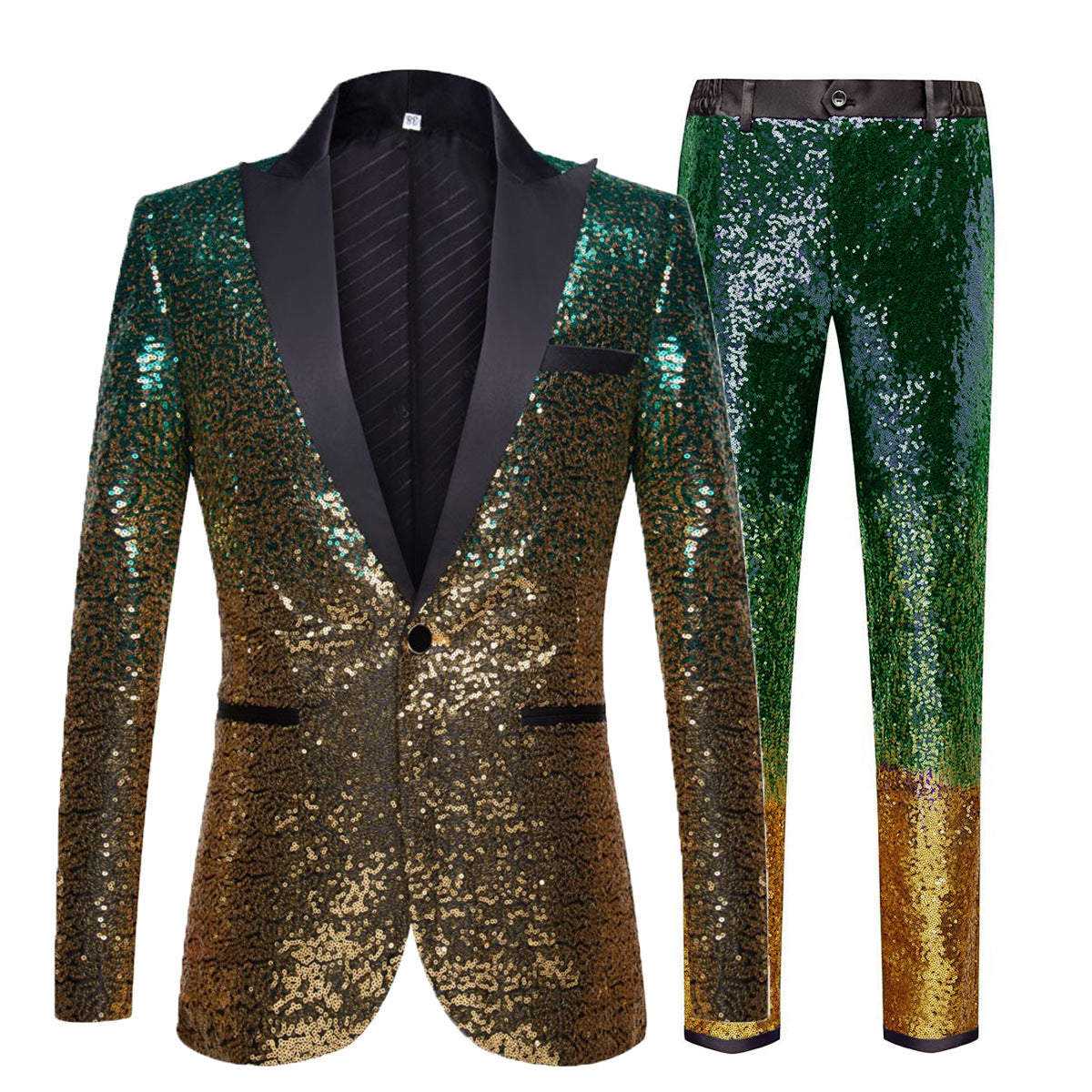 eine mögliche Antwort: Elegantes Paillettenanzug-Design mit Glitzernder Schnitt