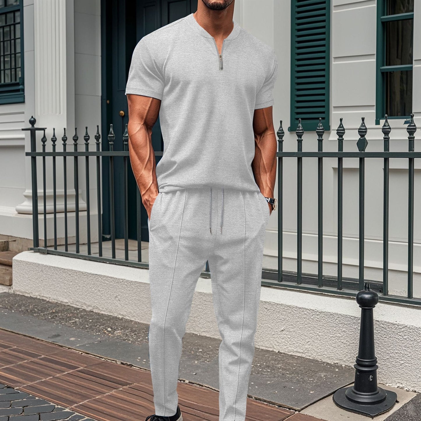 Sportliches Herren Outfit Set Jogginghose Oberteil Modern