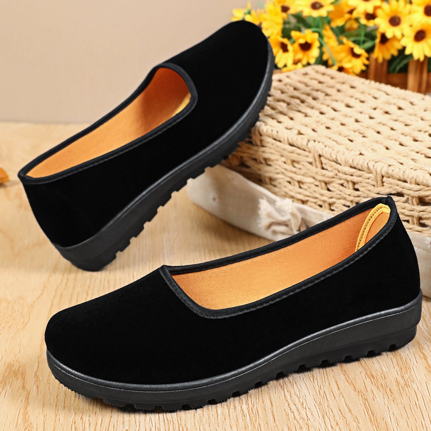Damen Slipper Bequem Veloursleder Warme HausSchuhe