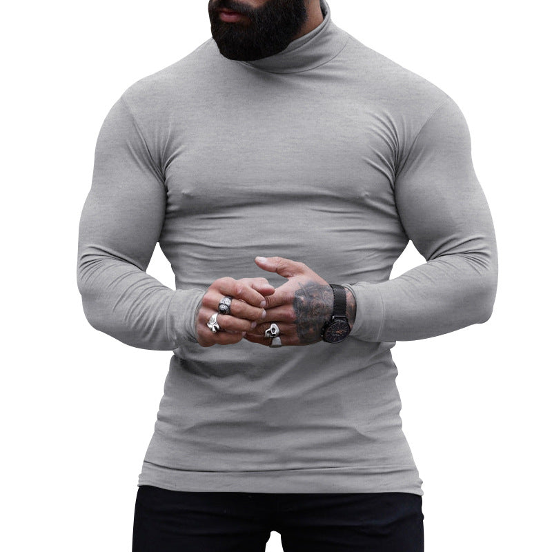 Herren T-Shirt Langarm Stehkragen Slim Fit Modern
