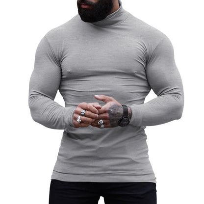 Herren T-Shirt Langarm Stehkragen Slim Fit Modern