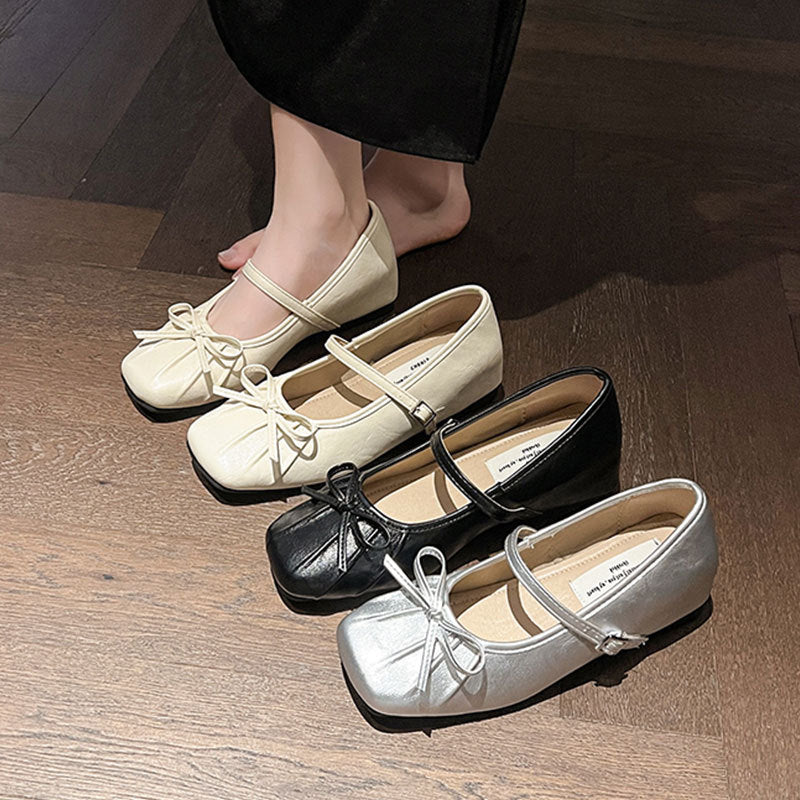 Damen Ballerinas Elegante Schleife Schnürsenkel Modisch