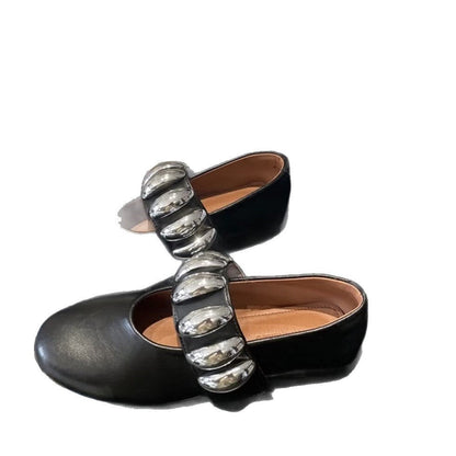 Damen Ballerinas Schuhe Elegante Metallriemchen
