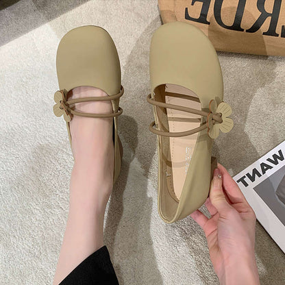 Damen Ballerinas Bequem Florale Riemen Spitze