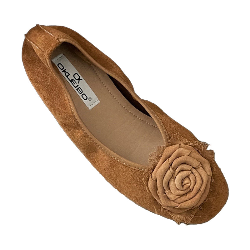 Damen Ballerinas Weich Veloursleder Blumen Schuhe