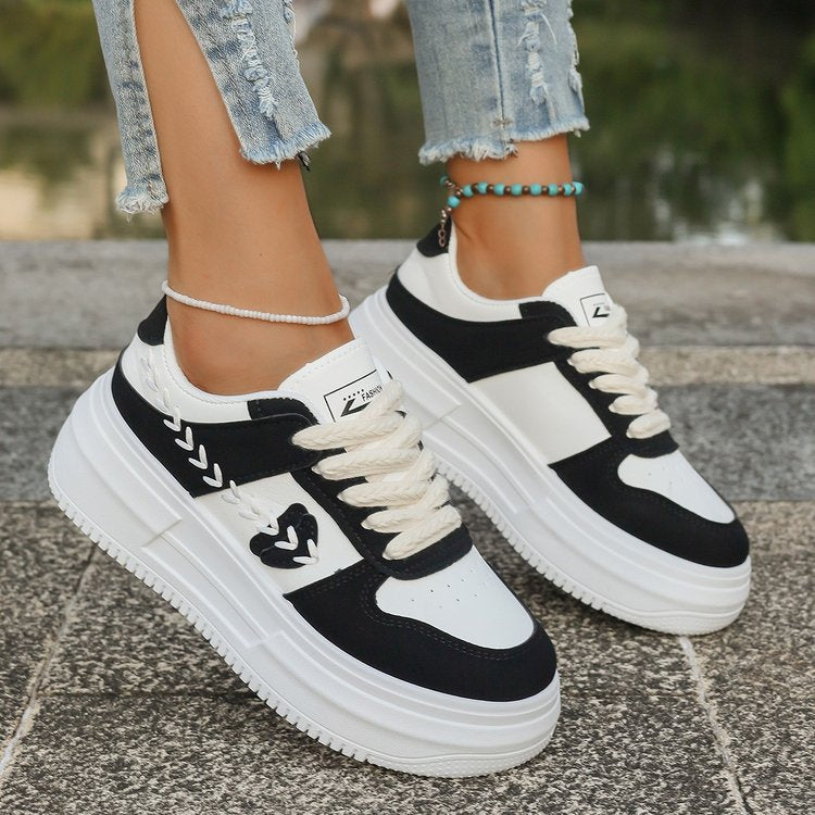 Damen Plateau Sneaker Hoch mit Applikationen und Weicher Sohle