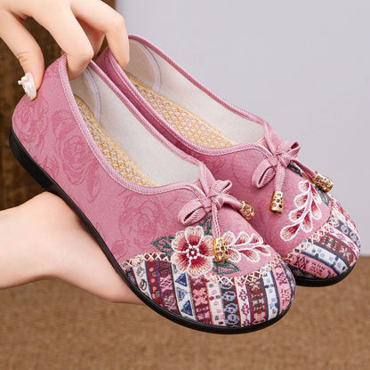 Damen Ballerinas Handbestickt Traditionell Heidi Stil